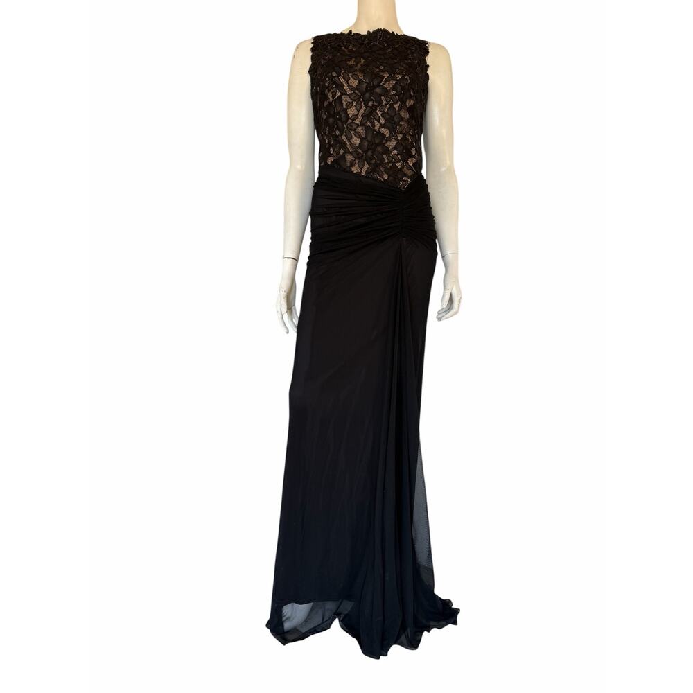 TADASHI SHOJI  Lace and Draped Tulle Boatneck Gown sz 6 - Picture 6 of 10